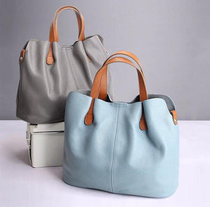 Two In One Leather Shopper Tote Bag